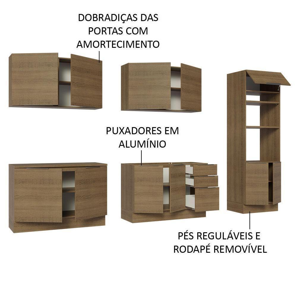 Armário De Cozinha Completa 310cm Rustic Stella Madesa 01 Rustic - 7