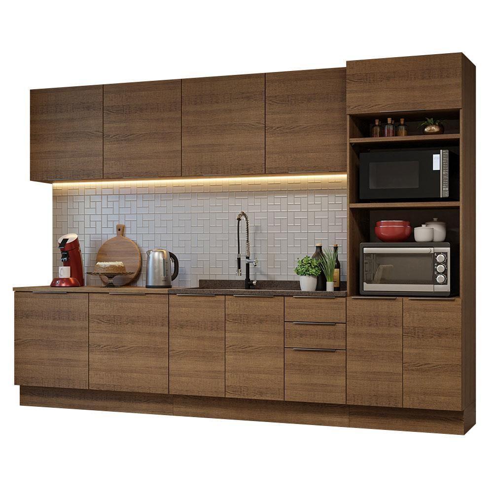 Armário De Cozinha Completa 310cm Rustic Stella Madesa 01 Rustic - 9