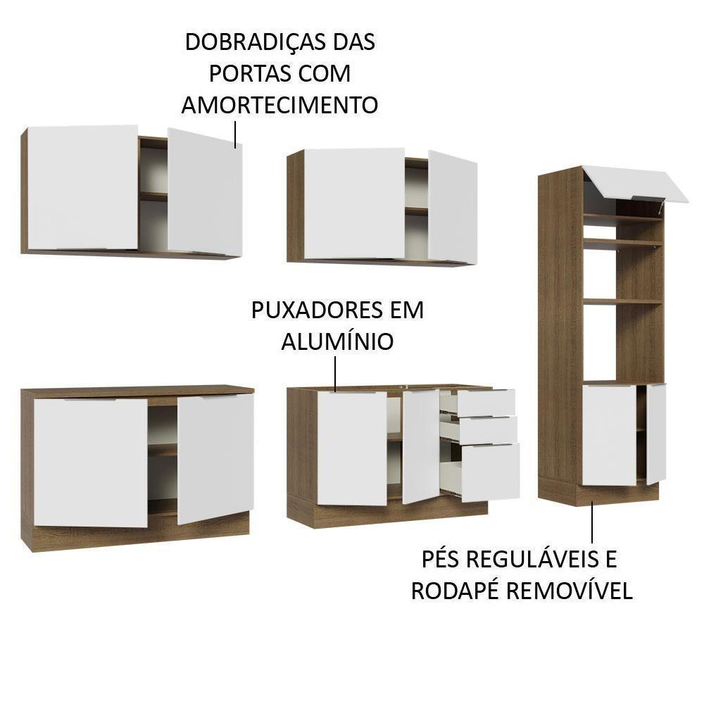 Armário De Cozinha Completa 310cm Rustic/branco Stella Madesa 01 Rustic/branco - 6