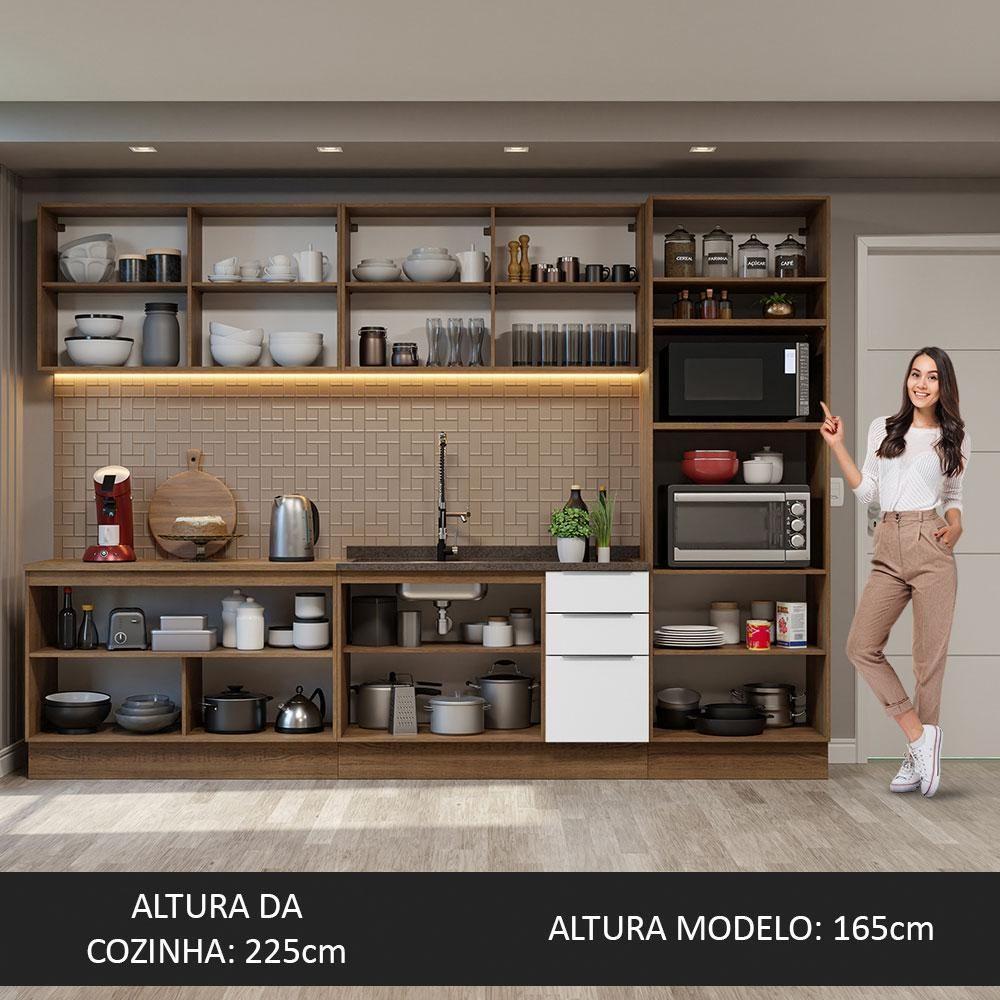 Armário De Cozinha Completa 310cm Rustic/branco Stella Madesa 01 Rustic/branco - 9