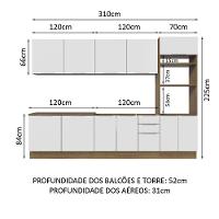 Armário De Cozinha Completa 310cm Rustic/branco Stella Madesa 01 Rustic/branco - 2