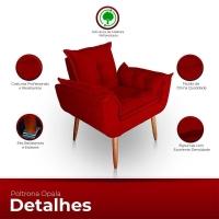 Kit 02 Poltrona Para Sala E Quarto Decorativa Opala Suede Cor Vermelho - 2