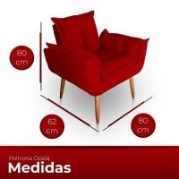 Kit 02 Poltrona Para Sala E Quarto Decorativa Opala Suede Cor Vermelho - 6