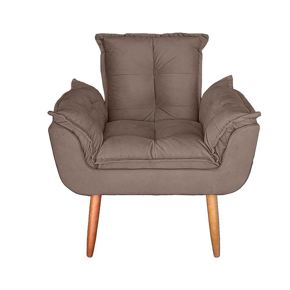 Kit 02 Poltrona Para Sala E Quarto Decorativa Opala Suede Cor Capuccino - 6