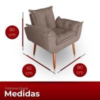 Kit 02 Poltrona Para Sala E Quarto Decorativa Opala Suede Cor Capuccino