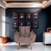 Kit 02 Poltrona Para Sala E Quarto Decorativa Opala Suede Cor Capuccino - 5