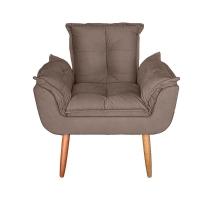 Kit 02 Poltrona Para Sala E Quarto Decorativa Opala Suede Cor Capuccino - 6