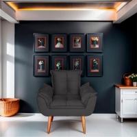 Kit 02 Poltrona Para Sala E Quarto Decorativa Opala Suede Cor Cinza - 5