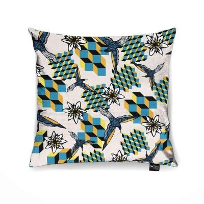 Capa Para Almofada Tecido Estampado Beija Flor