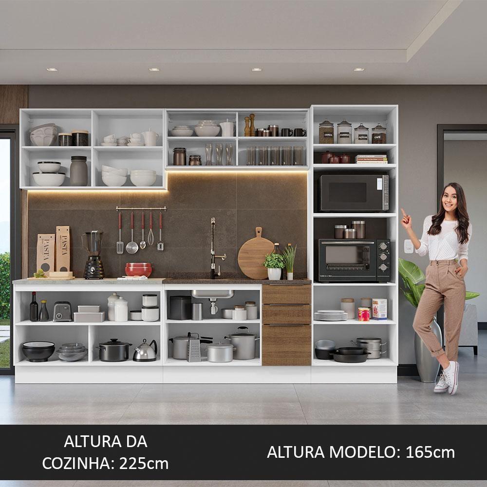 Armário De Cozinha Completa 310cm Branco/rustic Stella Madesa 03 Branco/rustic - 3