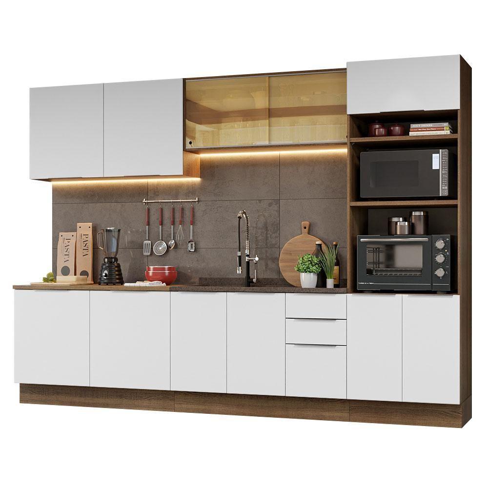 Armário De Cozinha Completa 310cm Rustic/branco Stella Madesa 03 Rustic/branco - 5