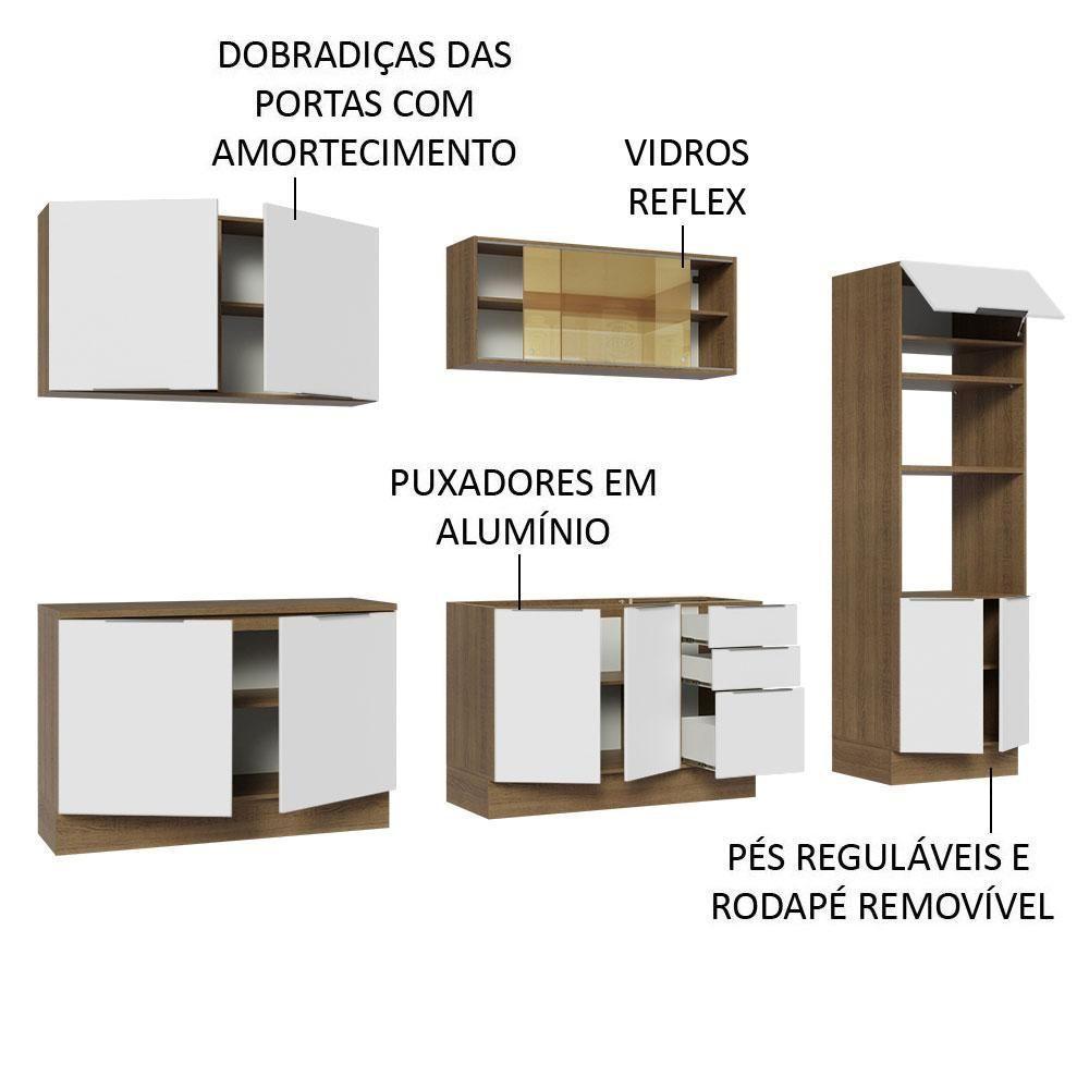 Armário De Cozinha Completa 310cm Rustic/branco Stella Madesa 03 Rustic/branco - 10