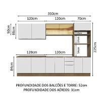 Armário De Cozinha Completa 310cm Rustic/branco Stella Madesa 03 Rustic/branco - 6
