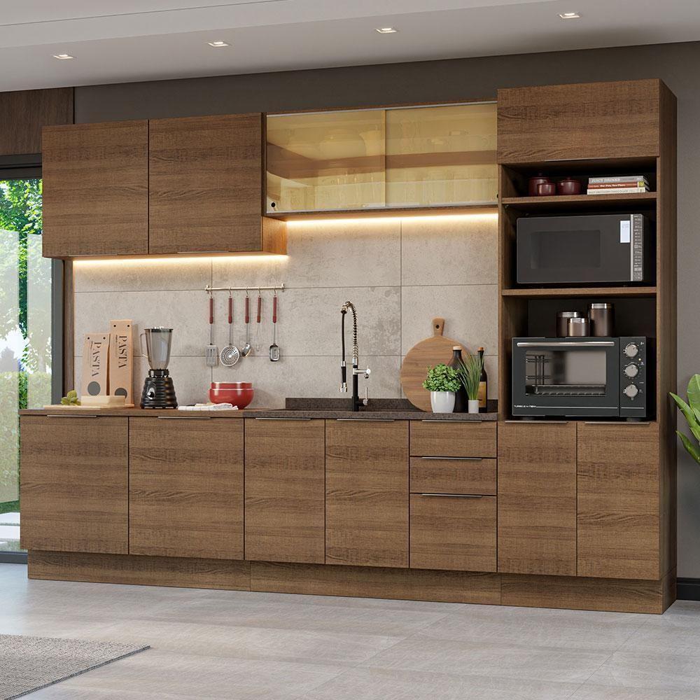 Armário De Cozinha Completa 310cm Rustic Stella Madesa 03 Rustic - 1