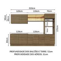 Armário De Cozinha Completa 310cm Rustic Stella Madesa 03 Rustic - 7
