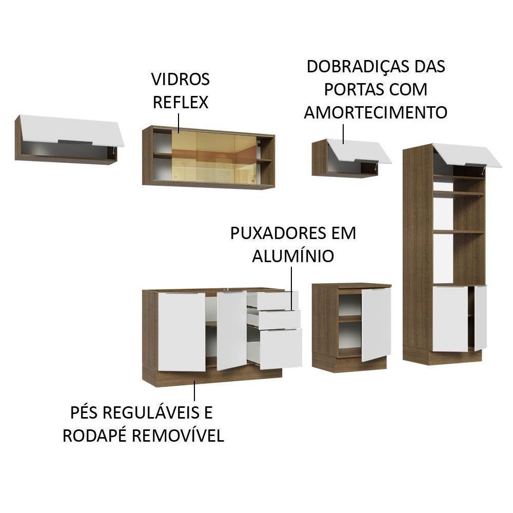 Armário De Cozinha Completa 330cm Rustic/branco Stella Madesa 04 Rustic/branco - 5