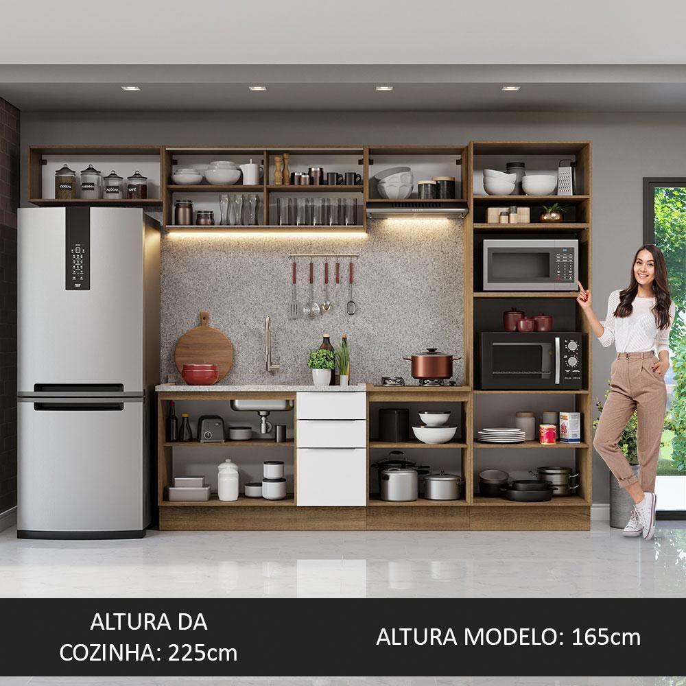 Armário De Cozinha Completa 330cm Rustic/branco Stella Madesa 04 Rustic/branco - 9