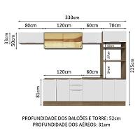 Armário De Cozinha Completa 330cm Rustic/branco Stella Madesa 04 Rustic/branco - 3