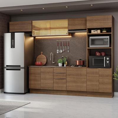 Armário de Cozinha Completa Stella 10 Portas 3 Gavetas em MDF 330cm Rustic Texturizado