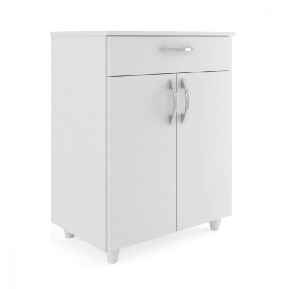 Balcão Multiuso Duna 2 Portas 1 Gaveta Branco Fiorello Branco Brilho - 1