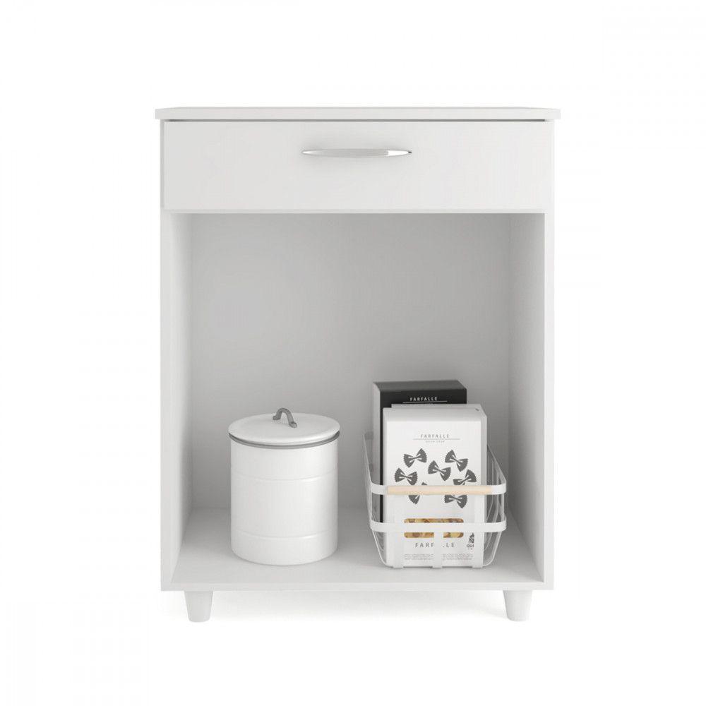 Balcão Multiuso Duna 2 Portas 1 Gaveta Branco Fiorello Branco Brilho - 3