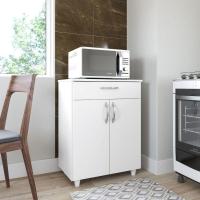 Balcão Multiuso Duna 2 Portas 1 Gaveta Branco Fiorello Branco Brilho - 2