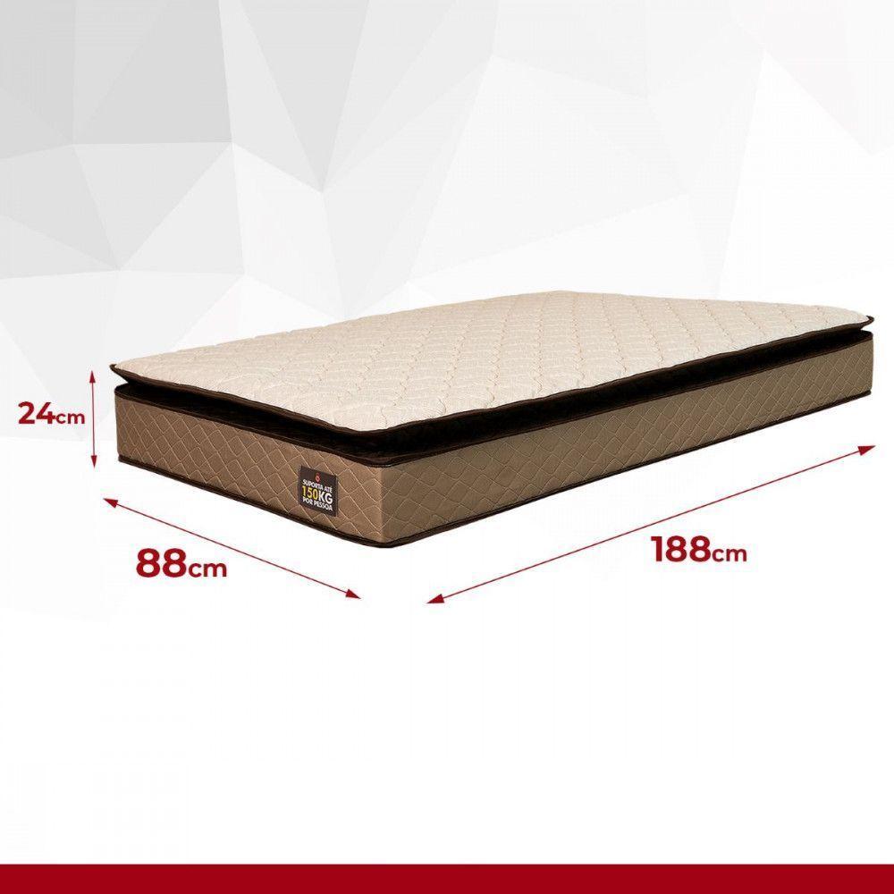 Colchão Solteiro Espuma D45 Pillow Top Dubai 88x188x24cm Bordô - 6