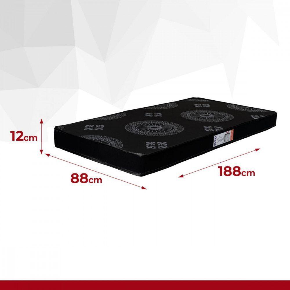 Colchão Solteiro Espuma D20 Pro Confort 88x188x12cm Preto Preto - 2