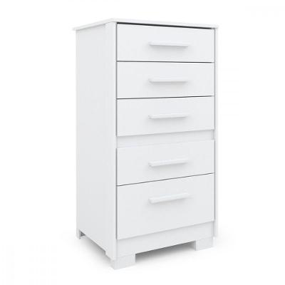 Cômoda Gaveteiro Primacy 5 Gavetas MDF Puxador Topazio Branco Brilhante com Corrediça Simples
