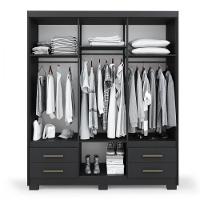 Guarda Roupa Casal 6 Portas 4 Gavetas Preto Fosco Primacy Preto Fosco - 2