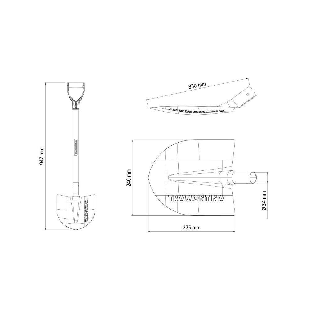 Pá Tramontina 454-00 Em Aço Com Cabo De Madeira 71 Cm Com Empunhadura Plástica Reta Ergonômica - 2