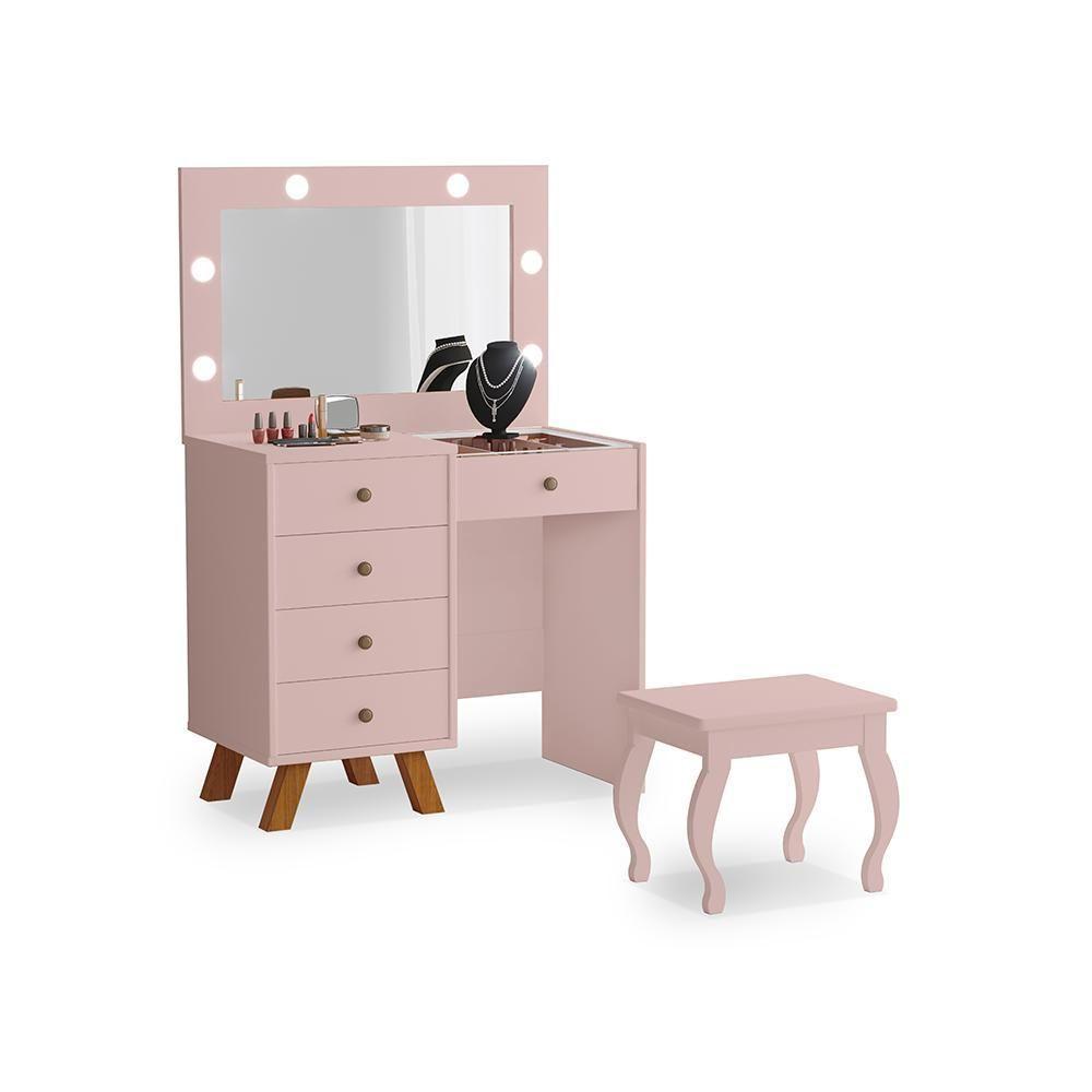 Penteadeira Com Assento Pitsburgo Rose - 1