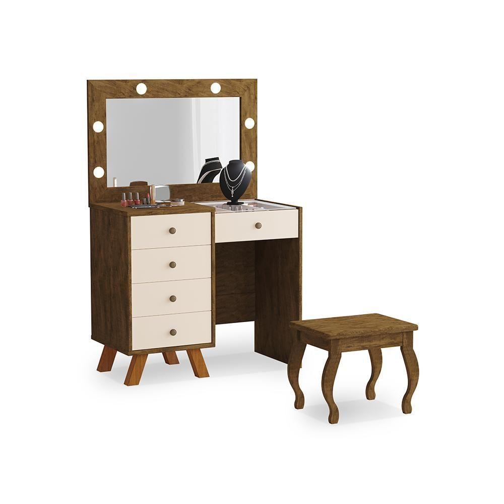 Penteadeira Com Assento Pitsburgo Malbec Off White - 1