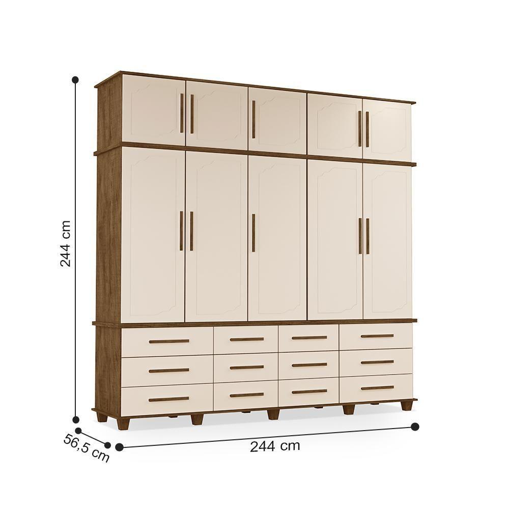 Guarda-roupa Com 5 Portas Nancy Malbec Off White - 3