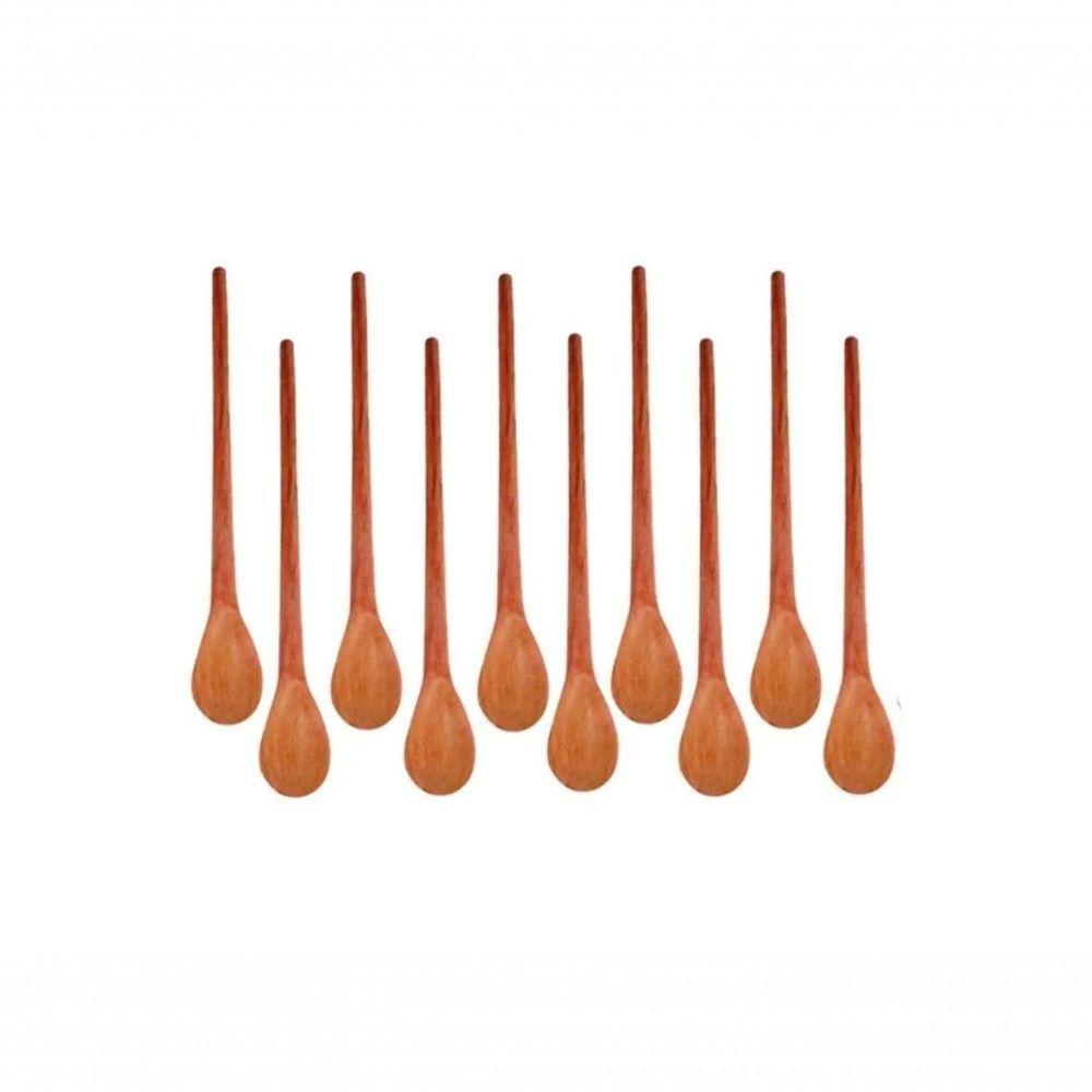 Kit 50 Peças Colher De Pau Madeira Modelos Molho 18 Cm. - 1