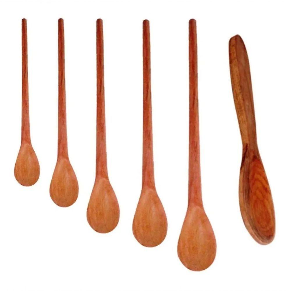 Kit Colher De Pau Madeira Modelos Diversos 6 Peças - 1