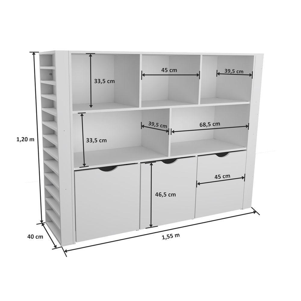 Estante Organizadora Infantil Porta Livros E Carrinhos Com Baús Ava 100% Mdf - 3