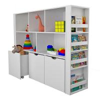 Estante Organizadora Infantil Porta Livros E Carrinhos Com Baús Ava 100% Mdf - 2