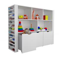 Estante Organizadora Infantil Porta Livros E Carrinhos Com Baús Ava 100% Mdf - 5