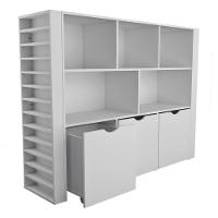 Estante Organizadora Infantil Porta Livros E Carrinhos Com Baús Ava 100% Mdf - 6