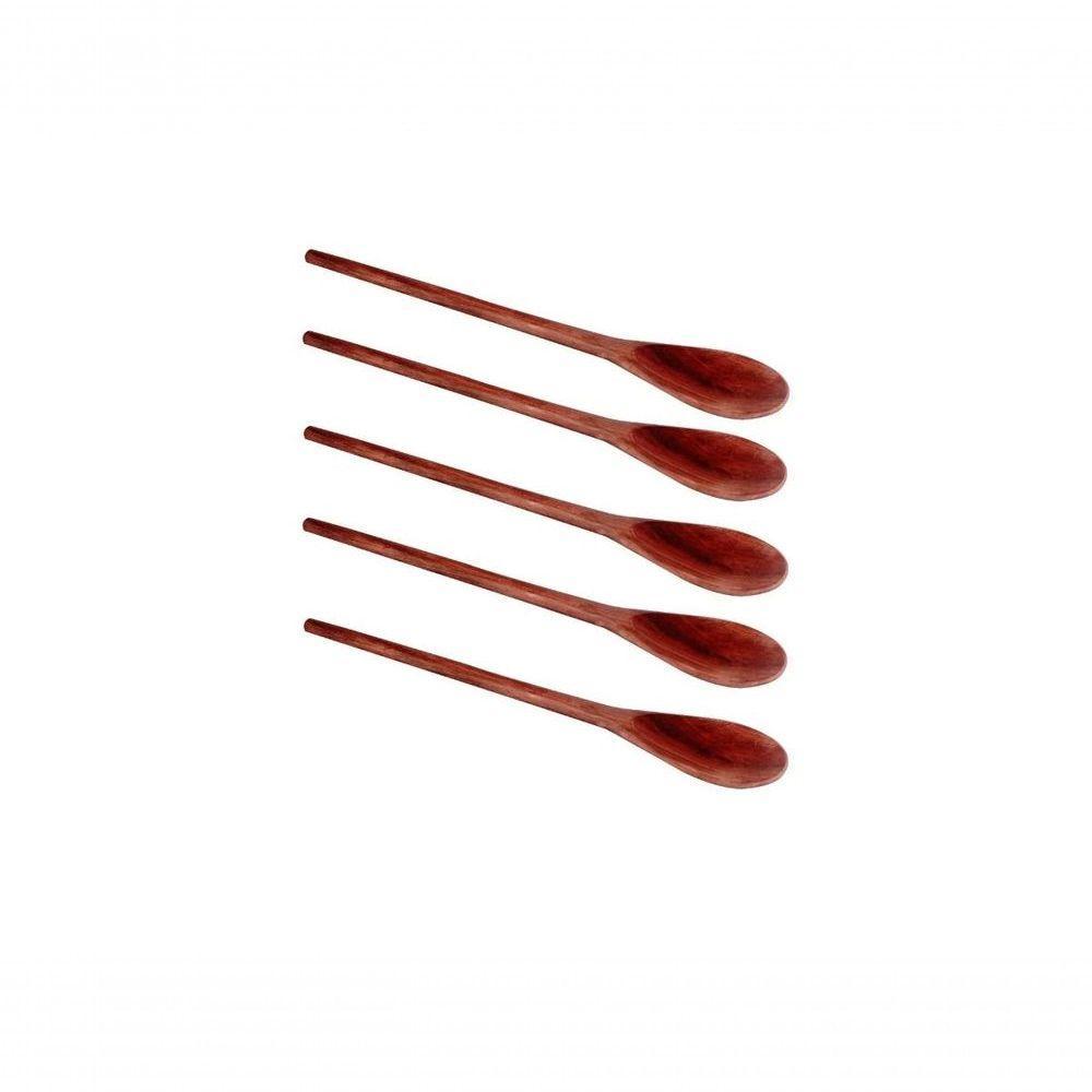Kit 10 Peças Colher De Pau Madeira Modelo Média 38 Cm - 1