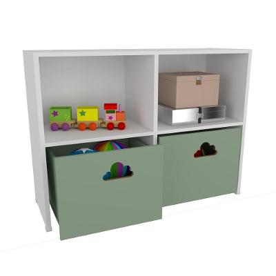 Estante Organizadora Nicho Com Baús Nuvem Verde Jade Spencer 100% Mdf