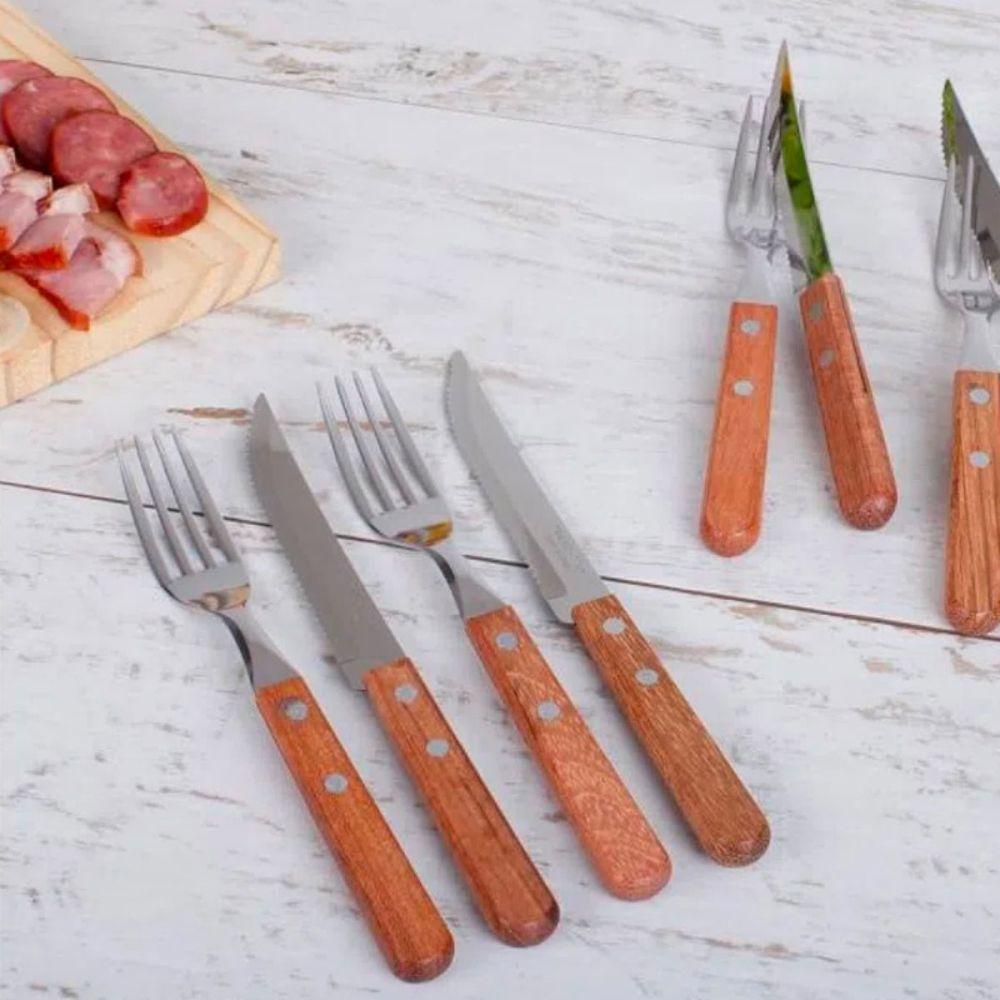 Jogo De Talheres Churrasco Cabo Madeira Tramontina 24 Peças - 3