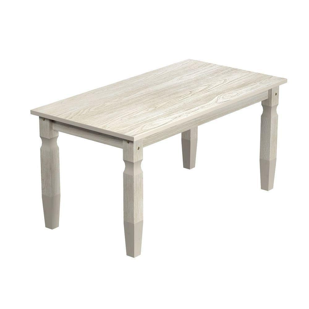 Mesa De Jantar Em Madeira Pátina Branca 152x92 Cm Elliottiis - 1