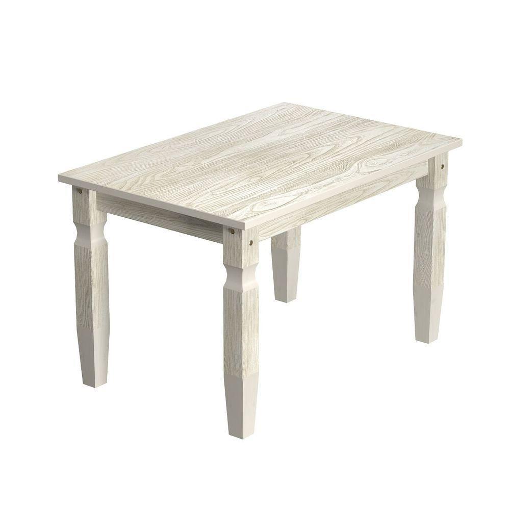 Mesa De Jantar Em Madeira Pátina Branca 120x80 Cm Elliottiis - 1