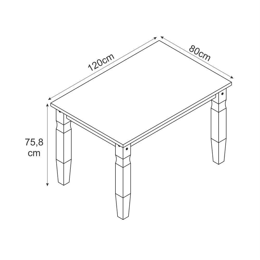 Mesa De Jantar Em Madeira Pátina Branca 120x80 Cm Elliottiis - 2