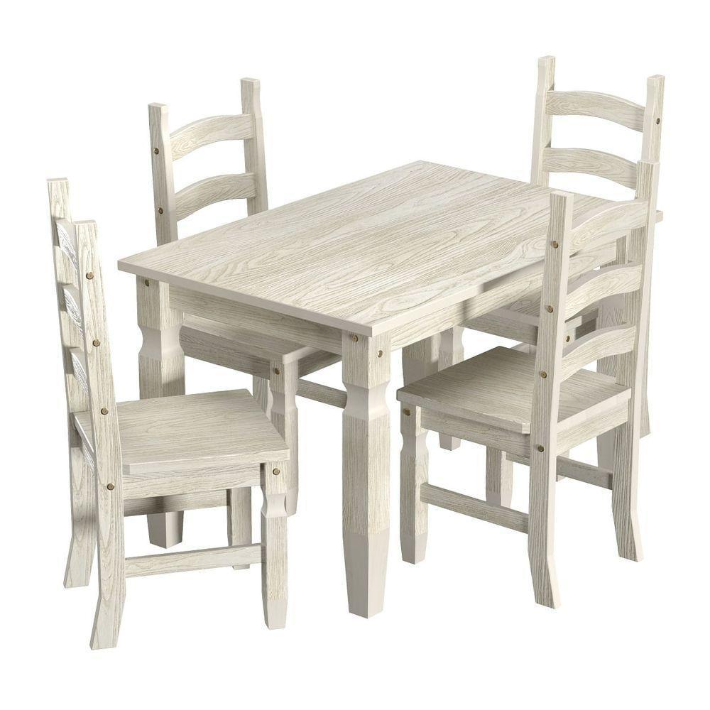 Mesa De Jantar Em Madeira Pátina Branca 120x80 Cm Elliottiis - 3