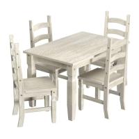 Mesa De Jantar Em Madeira Pátina Branca 120x80 Cm Elliottiis - 3