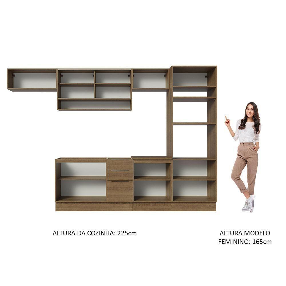 Armário De Cozinha Completa 330cm Rustic Stella Madesa 06 Rustic - 6
