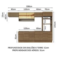 Armário De Cozinha Completa 330cm Rustic Stella Madesa 06 Rustic - 8